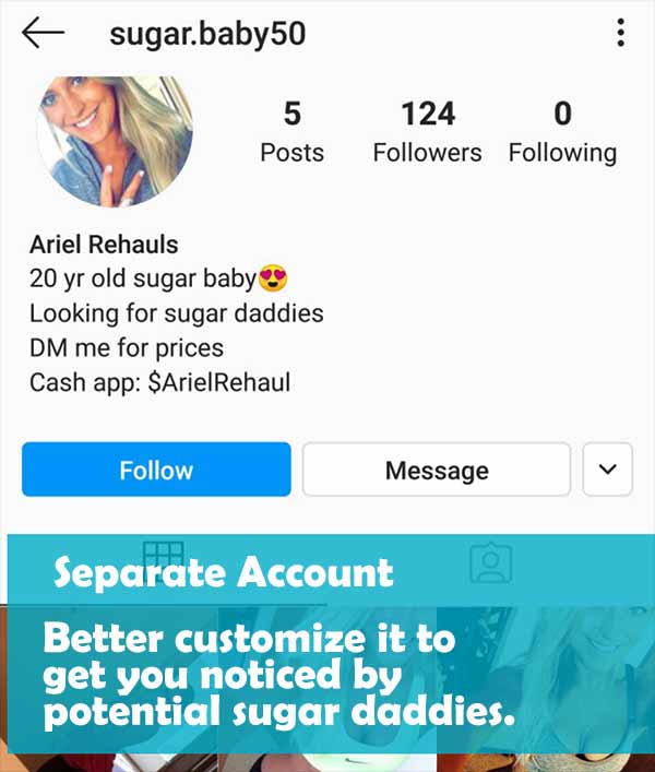 find a sugar daddy on instagram, Separate Account