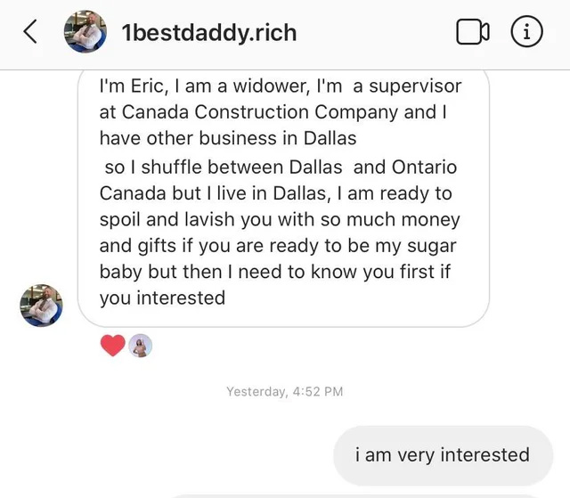 How to know if an Instagram sugar daddy is real, Offer money straight off the bat